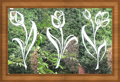 Etched glass vinyl flower - x,