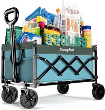 Heavy Duty Collapsible Wagon Cart 110L 330lb Load All Terrain Wheels Blue