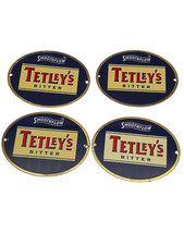 Tetley's Bitter Bar clip plaque smooth flow oval metal x4 home bar man cave prop