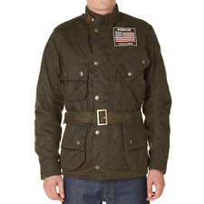 BARBOUR x STEVE MCQUEEN USA Flag Escape Wax Jacket Size Medium 38/48 Belted A7