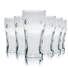 6x Coca Cola contour glass 0.2l cup glasses soft drink soda mix calibrated gastronomy