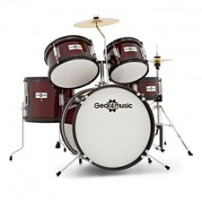 Junior 5 Piece Drum Kit by Gear4music Wine Red