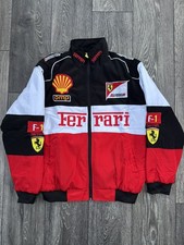 Adult F1 Racing Jacket ,Ferrari Jacket White B ,Ebroidered Cotton Padded MEDIUM