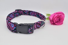 25mm 14-21" Adjustable Antifreeze Buckle Dog Collar Floral Corduroy Fabric 