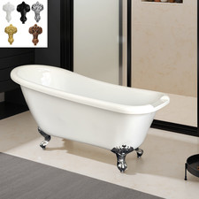 Traditional 1700 Freestanding Single Slipper Bath Roll Top Legs Included Acrylic