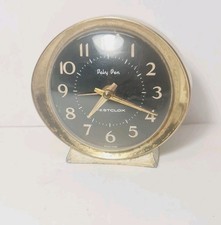Vintage Westclox Baby Ben Wind Up Alarm Clock Black, Gold & Cream Colored Metal