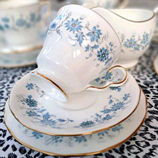 COLCLOUGH BONE CHINA BRAGANZA PATTERN 8454 ~ TEAWARE COLLECTION  ( 16 PIECES )