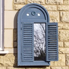 Blue Arched Louvre Shutter