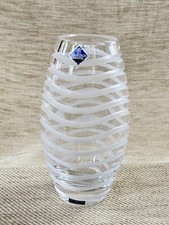 Large 22cm Unused Edinburgh Crystal Clear Glass Vase Heavy Infinity Design