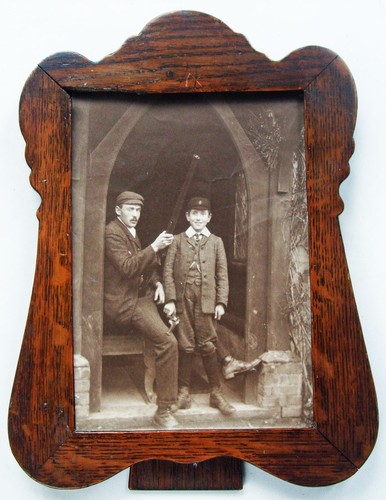 Antique tiger oak photo frame - tiger,
