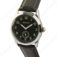 Ailager® Repro German Army Service Watch with Black Strap - 1939 Black Leather