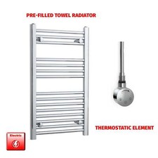 Chrome 800 x 400 mm Electric Heated Towel Rail Radiator Bathroom Pre-Filled HTR