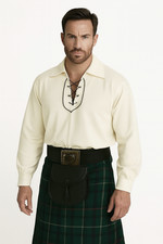 Cream Scottish Highland Jacobite Jacobean Ghillie Kilt Shirt