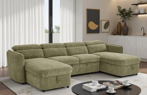 Shape corner sofa bed boucle - u,