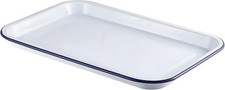 Enamel Serving Tray with Blue