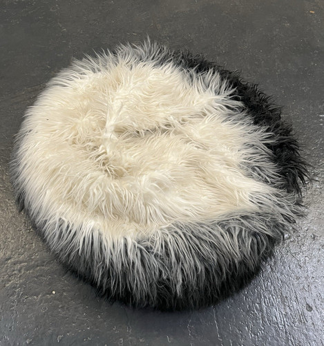 Black white faux fur - black, &
