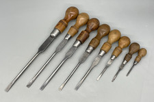 8 Vintage Graduated Wooden Handle Flathead Slotted Screwdrivers Old Tool Marples