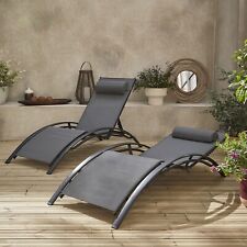 Pair of Bali Sun Loungers - Black.  Garden