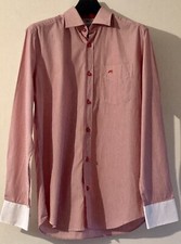 Moods Of Norway. Size M. Cotton Men’s Shirt.  Thin Red Stripe, White Cuffs. MINT