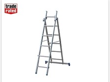 Mac Allister  2.5m Aluminium 3- way combination Ladder In Silver Colour, 