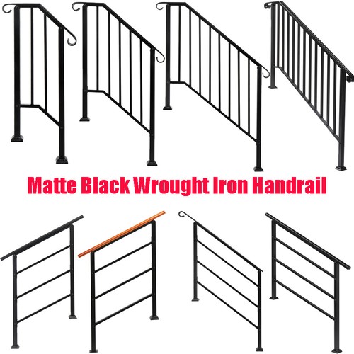 Black wrought iron handrail - wrought,