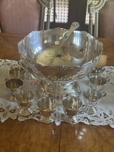 Silverplate punch bowl set - bowl,