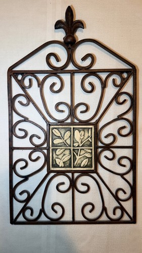 Vtg wrought iron wall panel - wall,