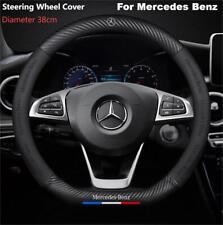 15" PU Leather+Carbon Fiber Steering Wheel Cover For Mercedes Benz E-Class EQA