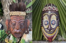 Trader Sam & Tiki Joe Enchanted Tribal Tiki Bar Wood Mask -- SET OF 2