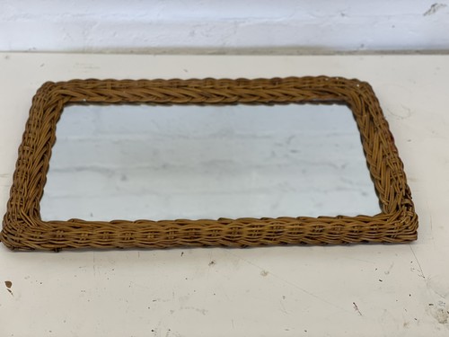 Vintage woven wicker - wicker, mirror