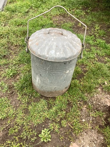 Vintage galvanised lidded bin - vintage,