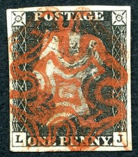 SG2 1840 1d Black plate 1a LJ VF/U, 4 good margins