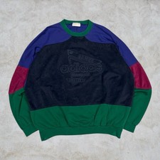 Vintage 1980s Adidas Big Logo Colorblock Sweatshirt Mens Large Purple Green Pink
