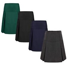 Girls Pleated School Skirt Drop Waist Navy, Black, Grey & Green School Uniform