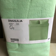 Ikea Angslilja Light Green Kingsize Duvet Cover Set 305.771.75 NEW Soft Cotton