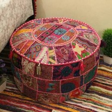 Patchwork round foot stool - round,