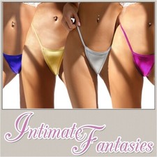 Metallic Look Thong Black