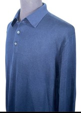BROOKS BROTHERS SILK COTTON NAVY POLO SWEATER SZ L