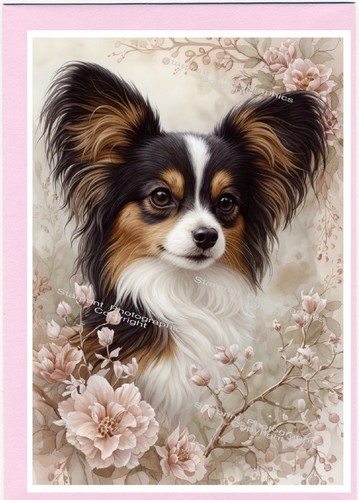 Papillon butterfly dog - dog, (4"x6")
