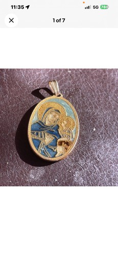 Madonna child goldtone enamel - madonna,