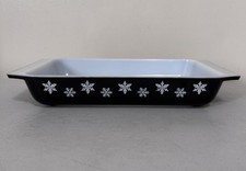 Vtg Pyrex Black Matte Snowflake 1-1/4qt Lasagna ~ Casserole Baking Dish