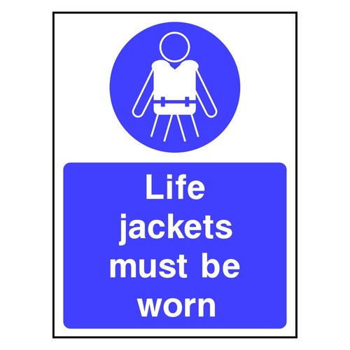 Life jackets must worn sign - be,