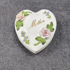 Mothers Day Heart Shaped Trinket box Coalport 1977  Flowers have Lovely detail