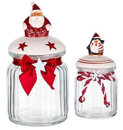 Christmas novelty glass jars - glass,