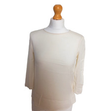 Tara Jarmon UK 6 8 FR 36 Cream Stretch Silk Blouse Top
