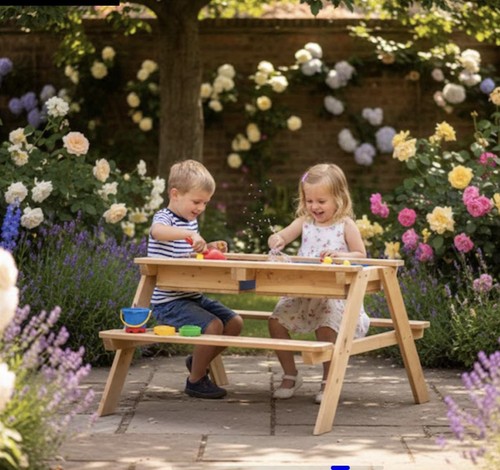 Wooden kids picnic table sand - picnic,