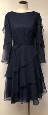 JON MANDL I. MAGNIN VINTAGE BALLROOM DANCING TIERED BLUE RUFFLE HEM DRESS SZ 8?