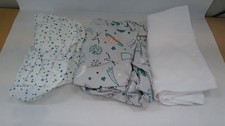 FlyIdeas 3 Pcs Set 2 Cot Fitted Sheets & 1 Waterproof Mattress Protector Cosmos