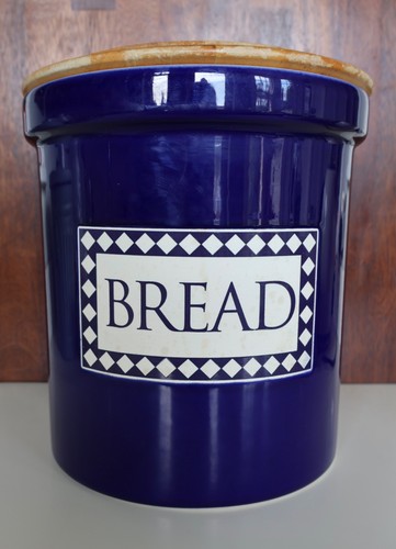 Vintage glazed bread crock - bread,