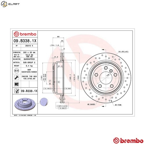 Brake disc b338 1x for - 2x,